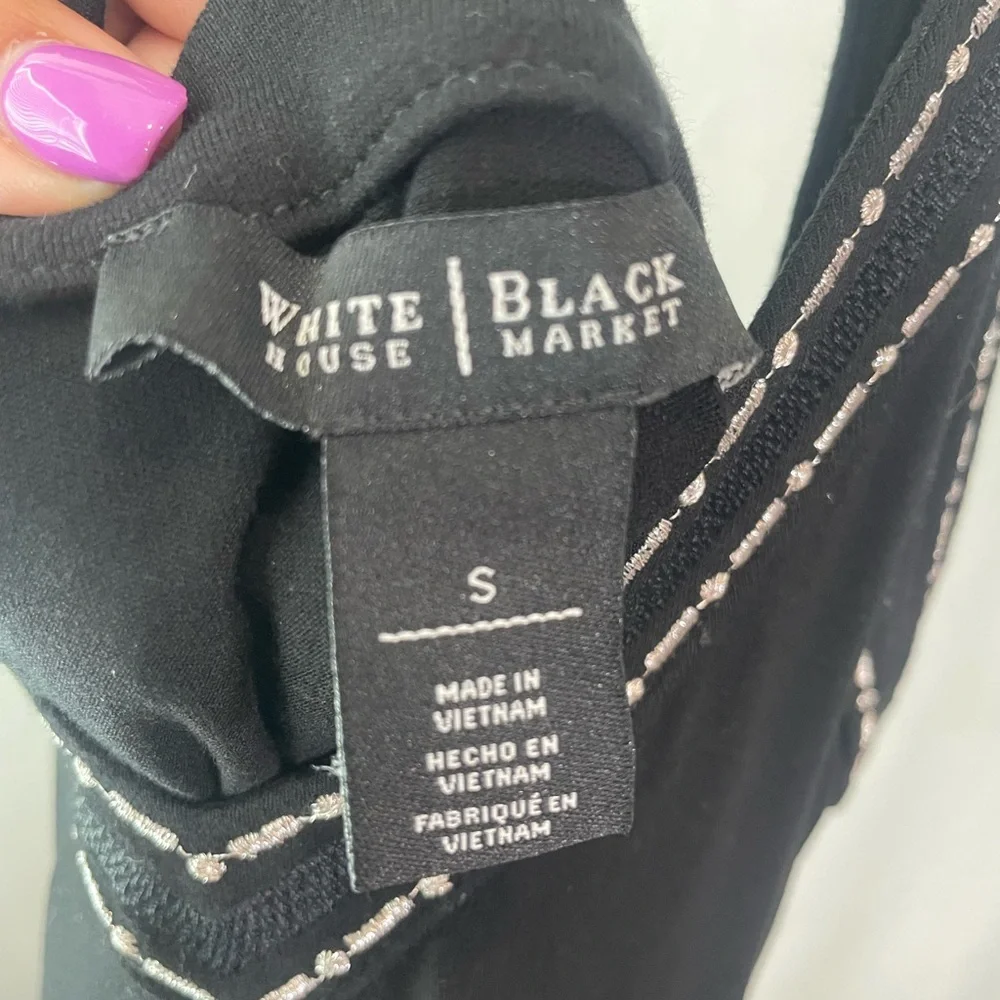 White House Black Market Black Tank with Emboirdered Trim - Picture 6 of 6